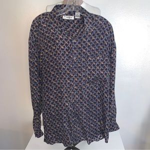 Porcini by Brigata 100% Silk Long Sleeve Shirt Size Large Preowned